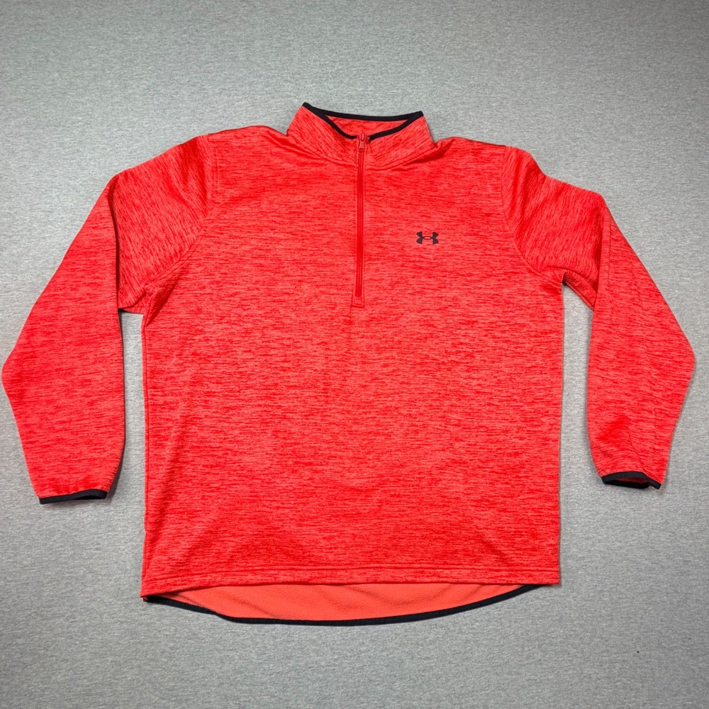 Under Armour ColdGear Mens 2XL Red Space Dye Quarter Zip Pullover Loose Fit